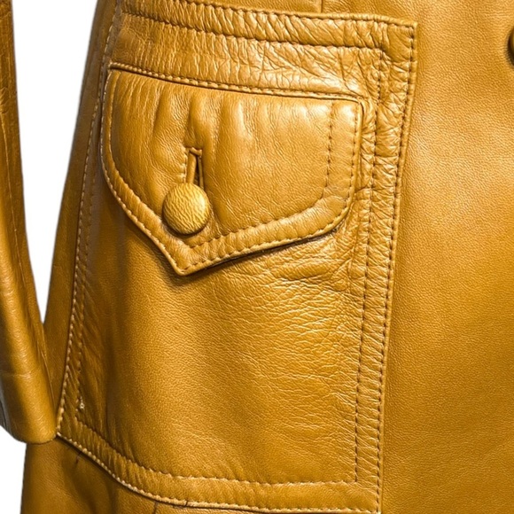 Vintage 1970's leather trench coat size S - Picture 8 of 13